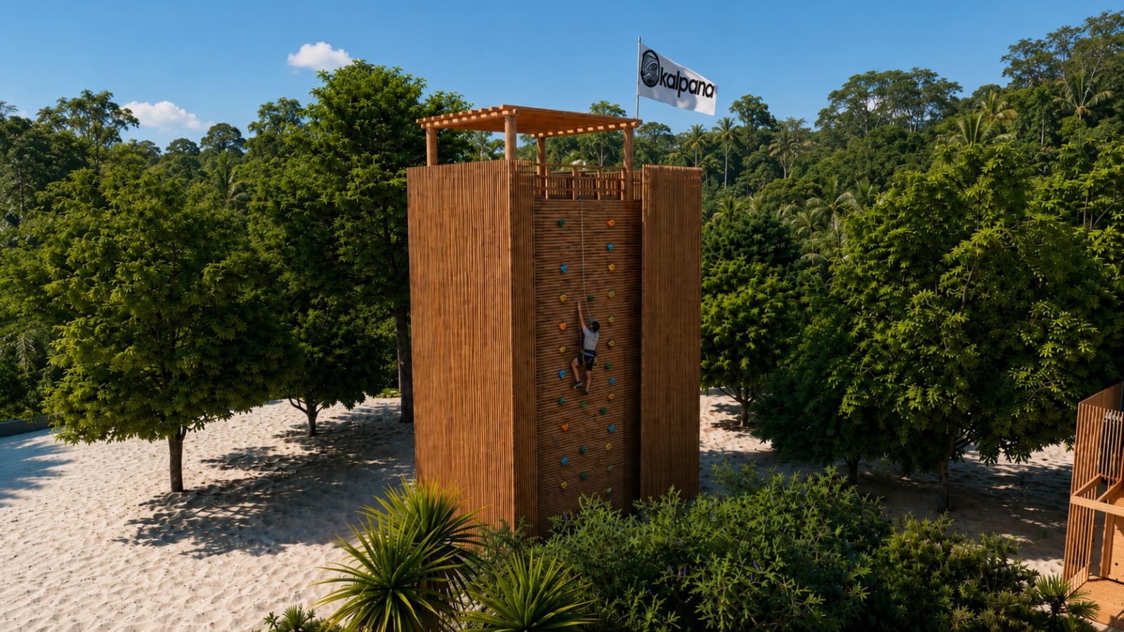 Château d'eau Kalpana, tour en bois avec plateforme haute