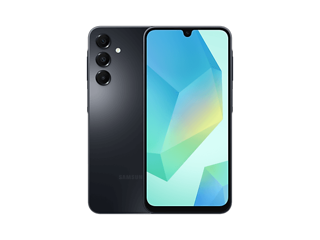 Samsung Galaxy A16 noir vu de face et de dos