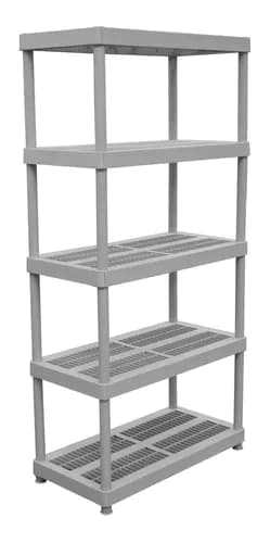 Rayonnage plastique Ecoboxes Hércules gris à cinq tablettes