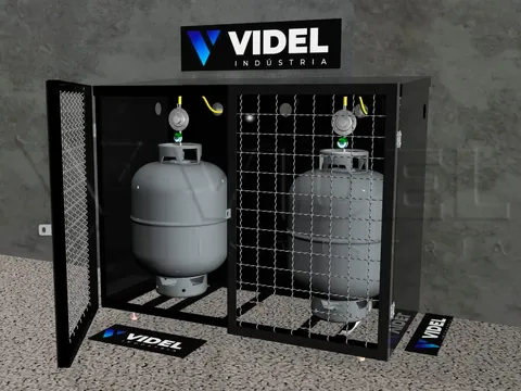 Coffret extérieur ventilé Videl ouvert avec deux bouteilles P13